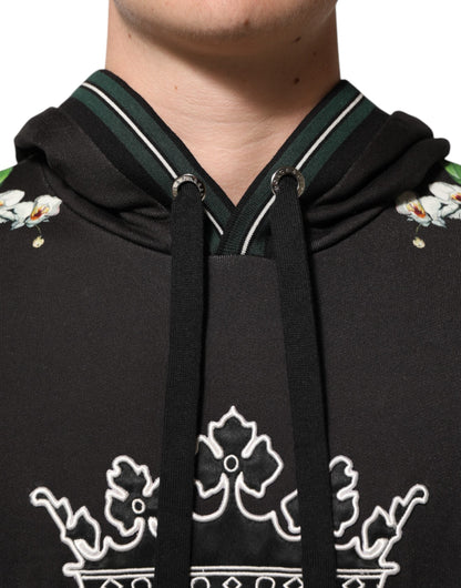 Dolce & Gabbana KING Black Orchid Floral Crown Logo Hoodie Men's Sweater