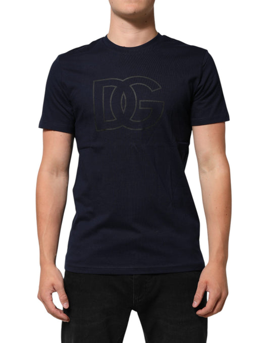 Dolce & Gabbana Dark Blue Cotton DG Logo Print Men’s Top Men's T-shirt