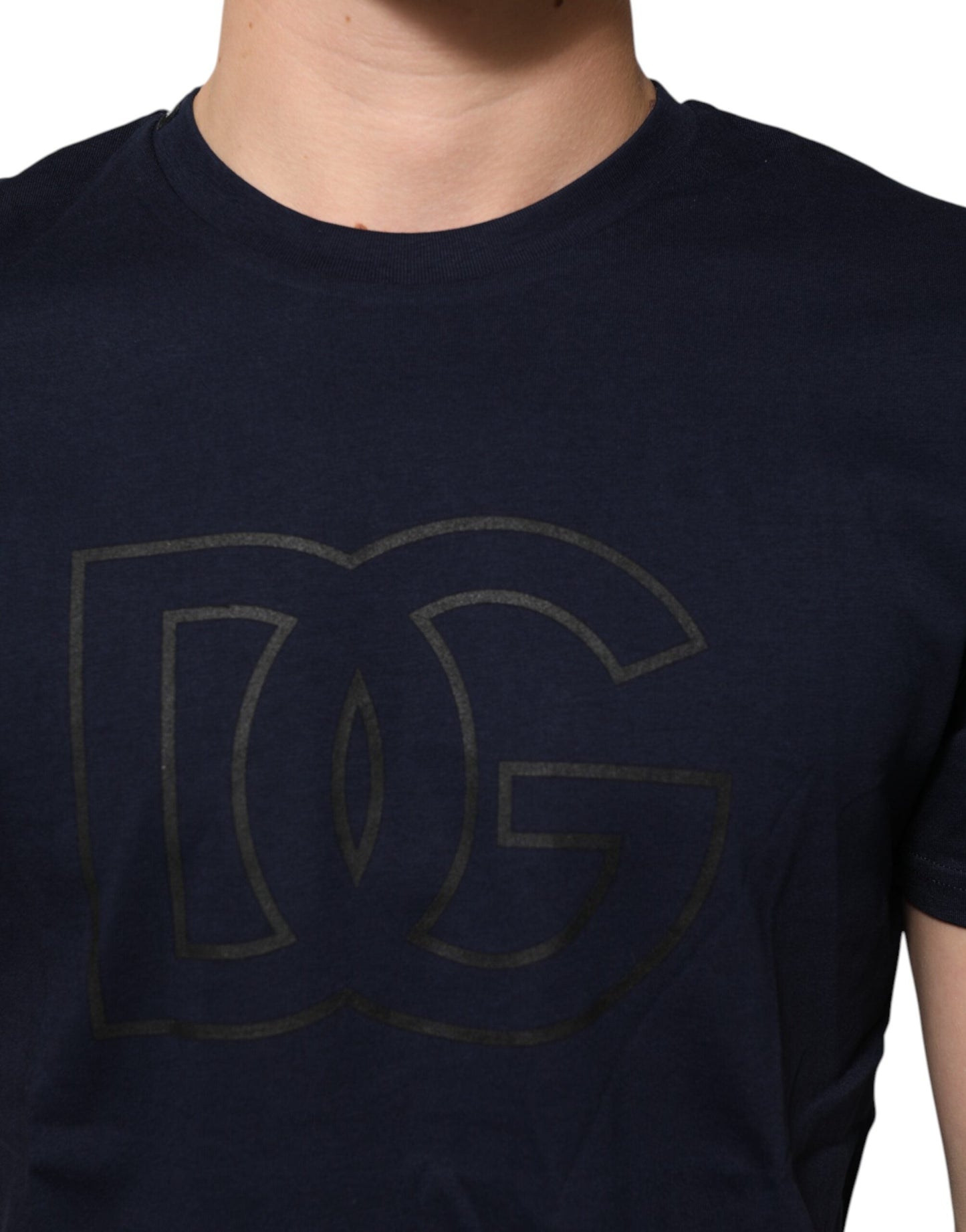 Dolce & Gabbana Dark Blue Cotton DG Logo Print Men’s Top Men's T-shirt
