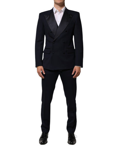 Dolce & Gabbana Black Wool 3 Piece Slim Fit Formal Men Men's Suit