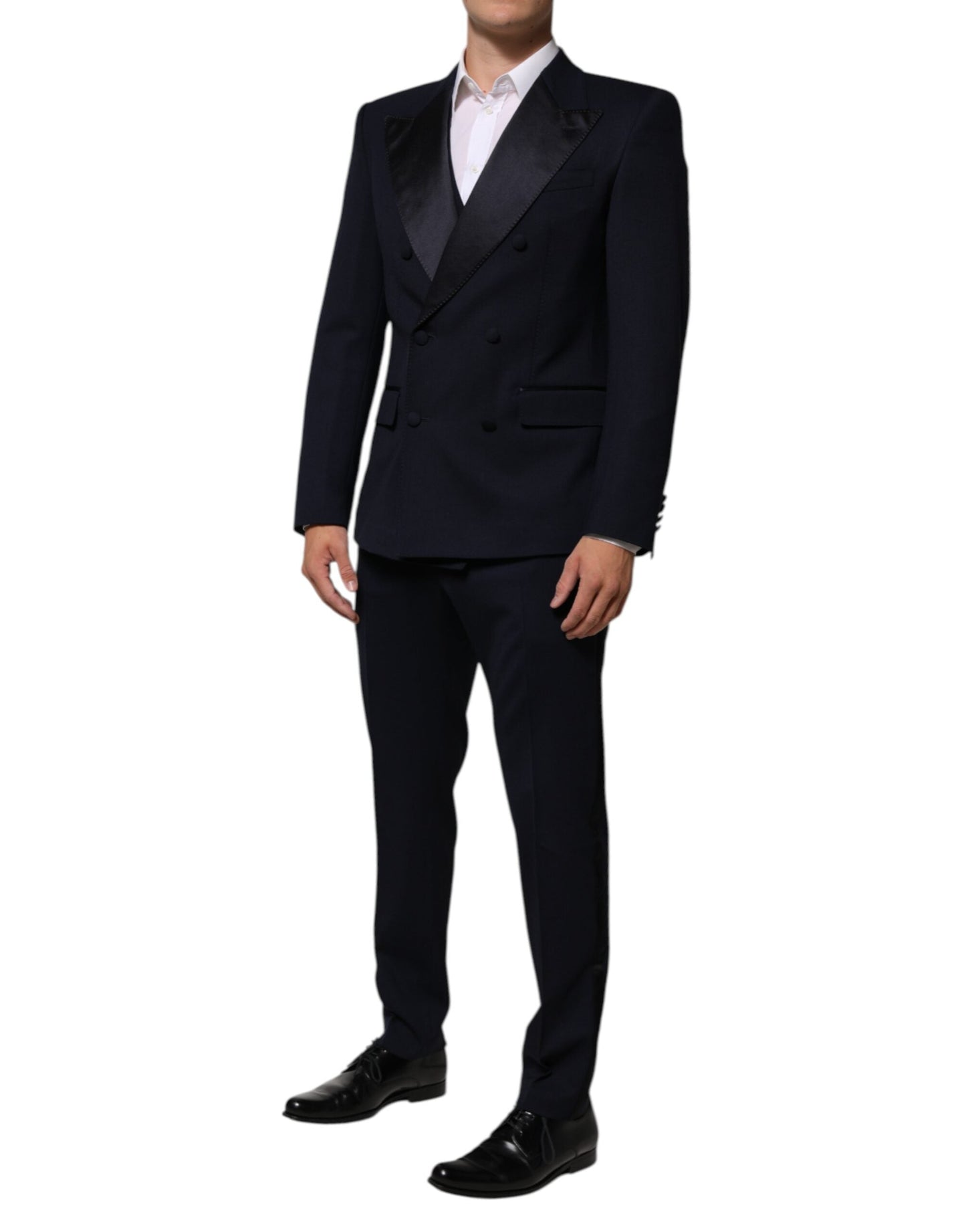 Dolce & Gabbana Black Wool 3 Piece Slim Fit Formal Men Men's Suit
