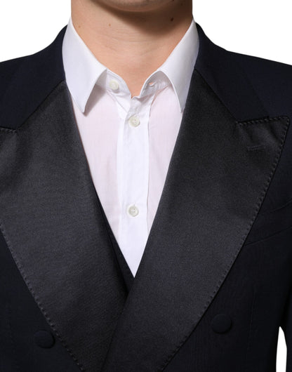 Dolce & Gabbana Black Wool 3 Piece Slim Fit Formal Men Men's Suit