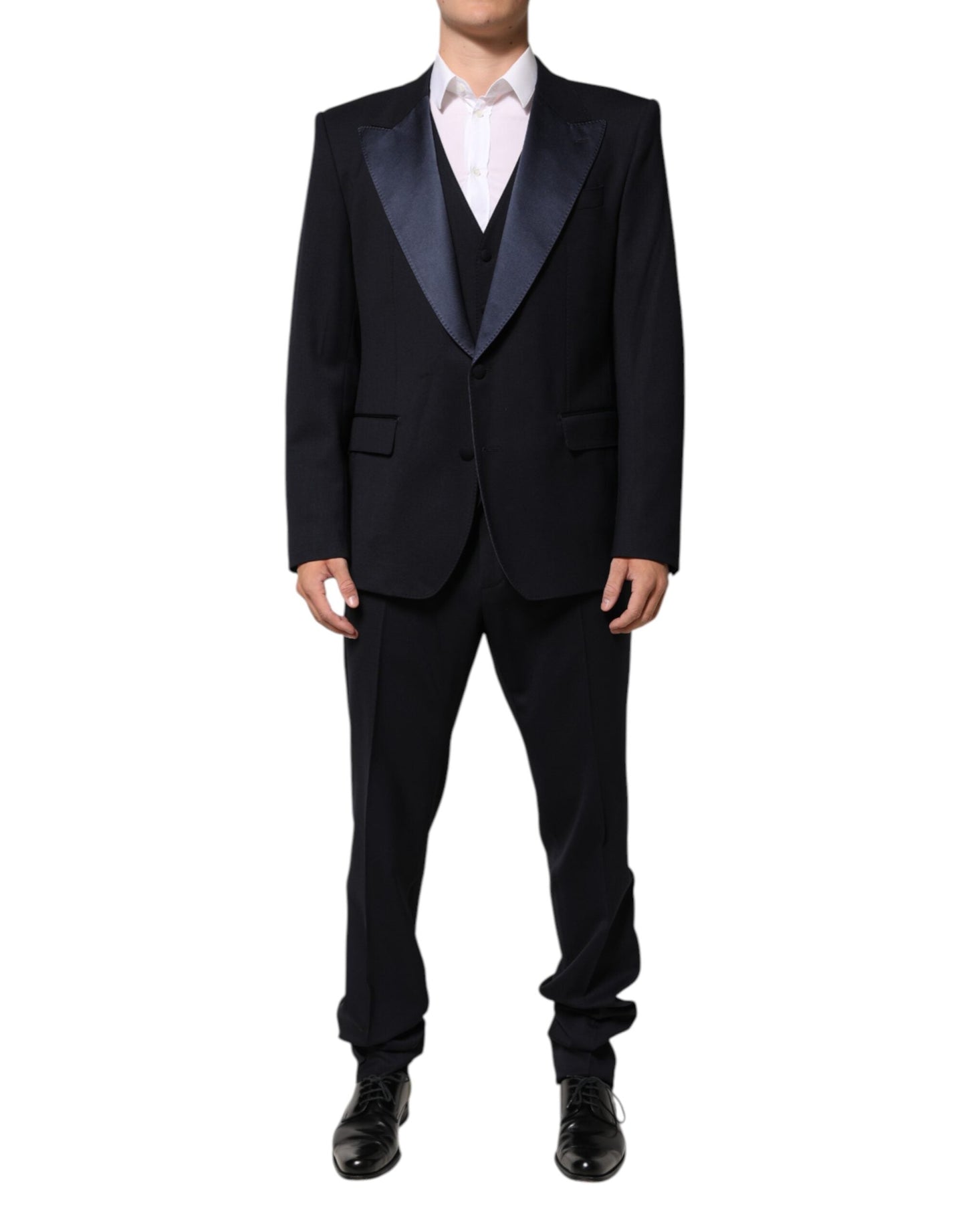 Dolce & Gabbana Black 3 Piece Wool Silk Blend Suit Men's SICILIA ()