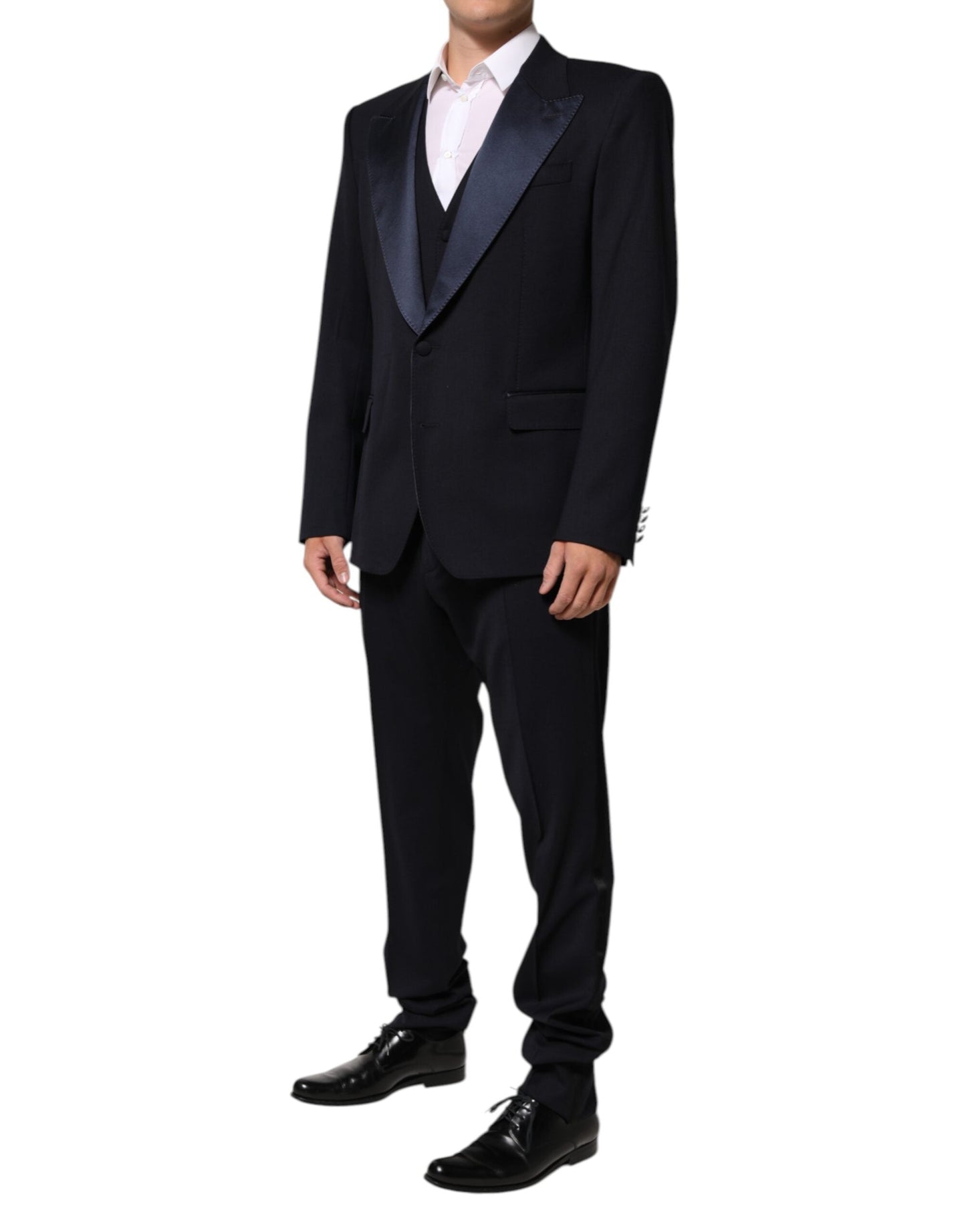Dolce & Gabbana Black 3 Piece Wool Silk Blend Suit Men's SICILIA ()