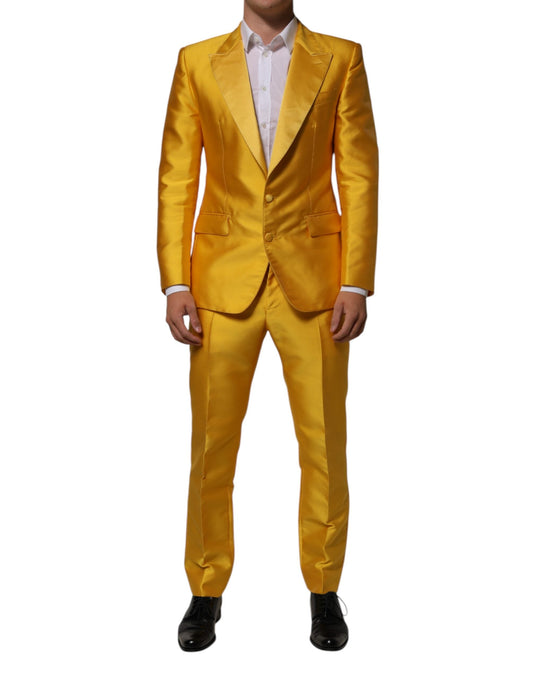 Dolce & Gabbana Yellow 2 Piece Silk Blend Men Suit Men's SICILIA ()