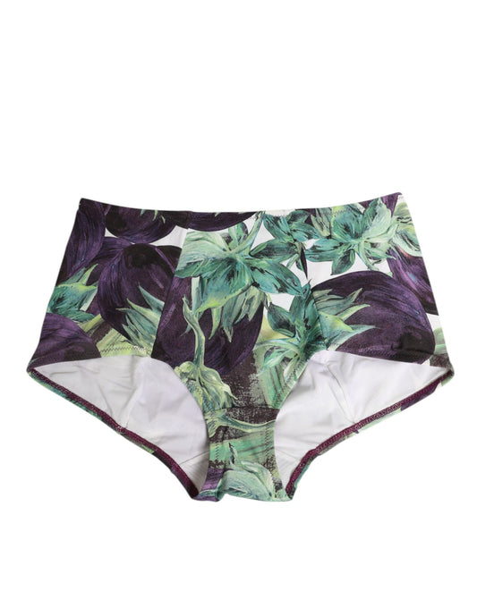 Dolce & Gabbana Eggplant Print High-Waist Briefs Women's Underwear