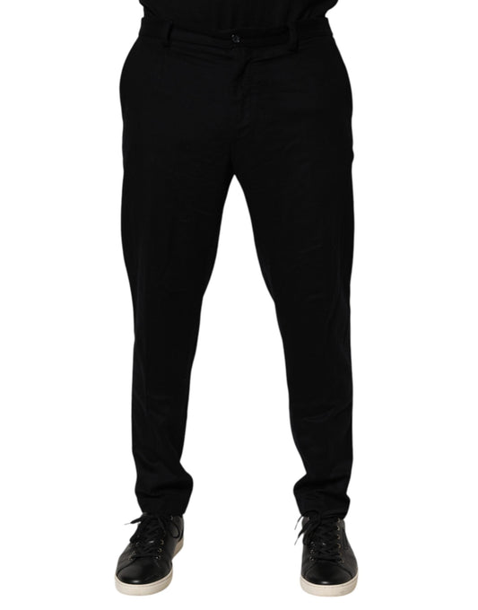 Dolce & Gabbana Black Cashmere Dress Formal Trouser Men's Pants ()