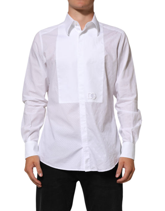 Dolce & Gabbana White Cotton MARTINI Bib Formal Dress Men's Shirt ()