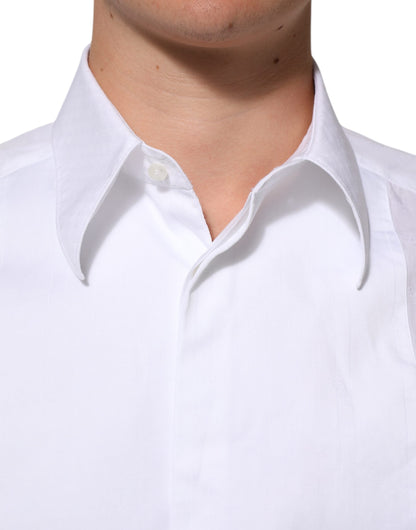 Dolce & Gabbana White Cotton MARTINI Bib Formal Dress Men's Shirt ()