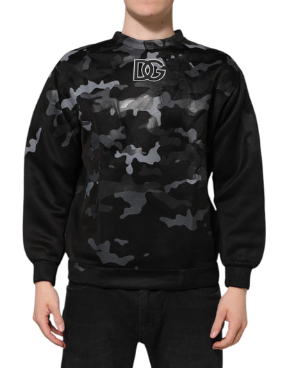 Dolce & Gabbana Black Camouflage Round Neck Sweatshirt Men's Sweater ()