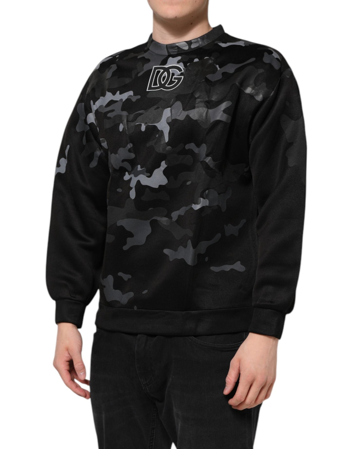 Dolce & Gabbana Black Camouflage Round Neck Sweatshirt Men's Sweater ()