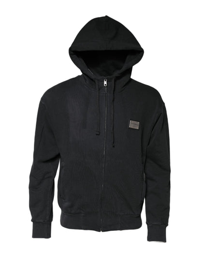 Dolce & Gabbana Black Logo FullZip Hooded Sweatshirt Men's Sweater ()