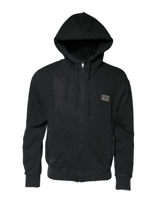 Dolce & Gabbana Black Logo FullZip Hooded Sweatshirt Men's Sweater ()