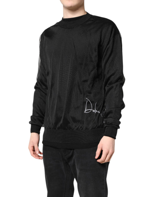 Dolce & Gabbana Black Logo Polyester CrewNeck Sweatshirt Men's Sweater ()