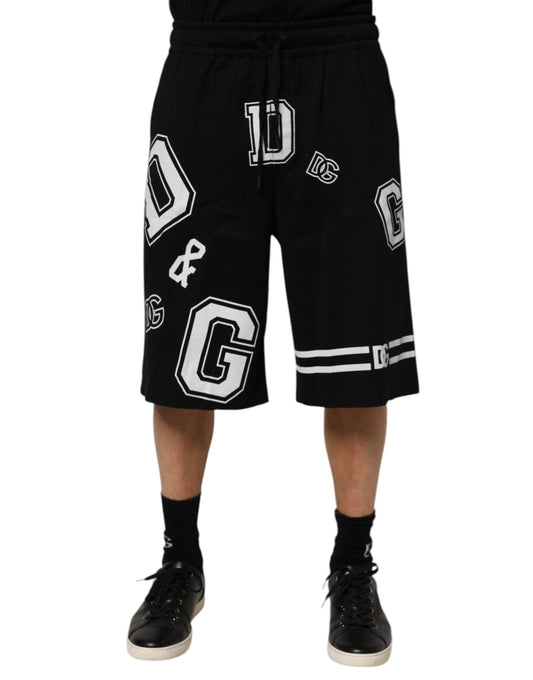 Dolce & Gabbana Black Logo Print Cotton Casual Bermuda Men's Short ()