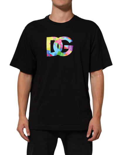 Dolce & Gabbana Black Logo Print Cotton Men Crew Neck Men's T-shirt ()