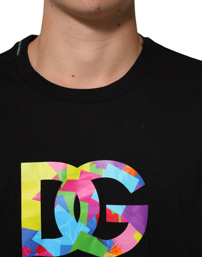 Dolce & Gabbana Black Logo Print Cotton Men Crew Neck Men's T-shirt ()