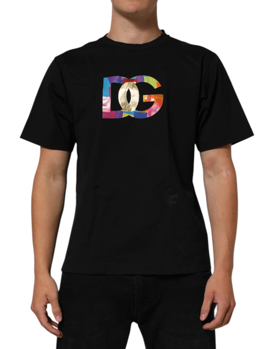 Dolce & Gabbana Black Logo Print Cotton Men Crew Neck Men's T-shirt ()