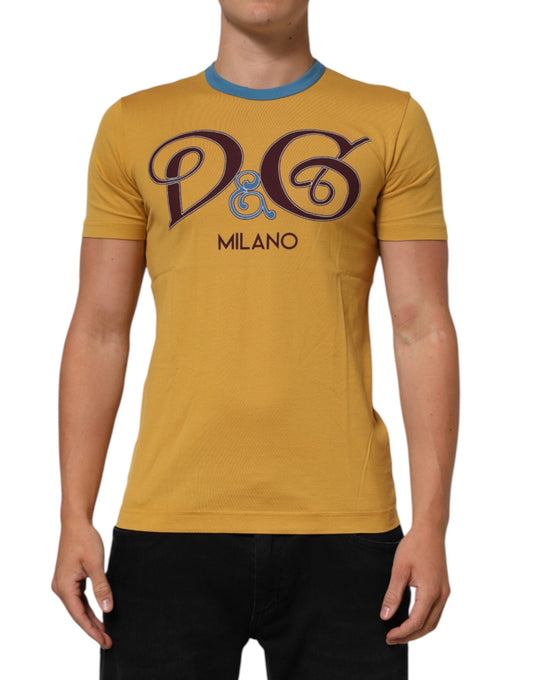Dolce & Gabbana Yellow Logo Crew Neck Short Sleeves Men's T-shirt