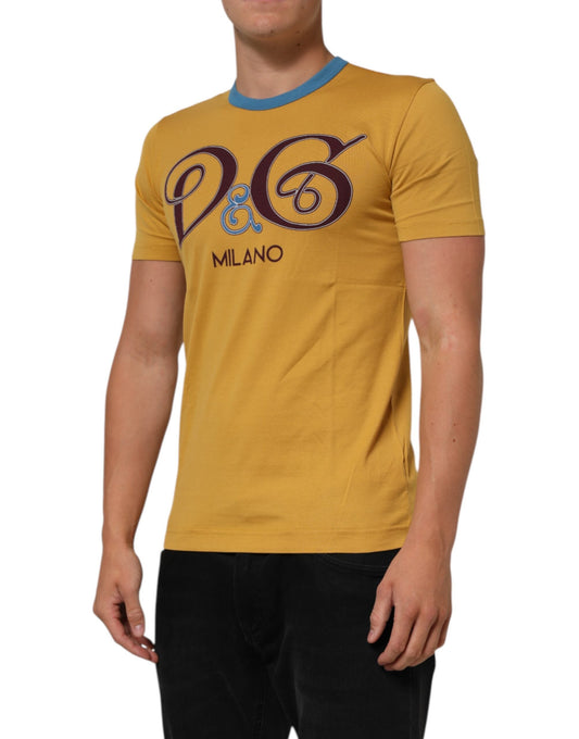 Dolce & Gabbana Yellow Logo Crew Neck Short Sleeves Men's T-shirt