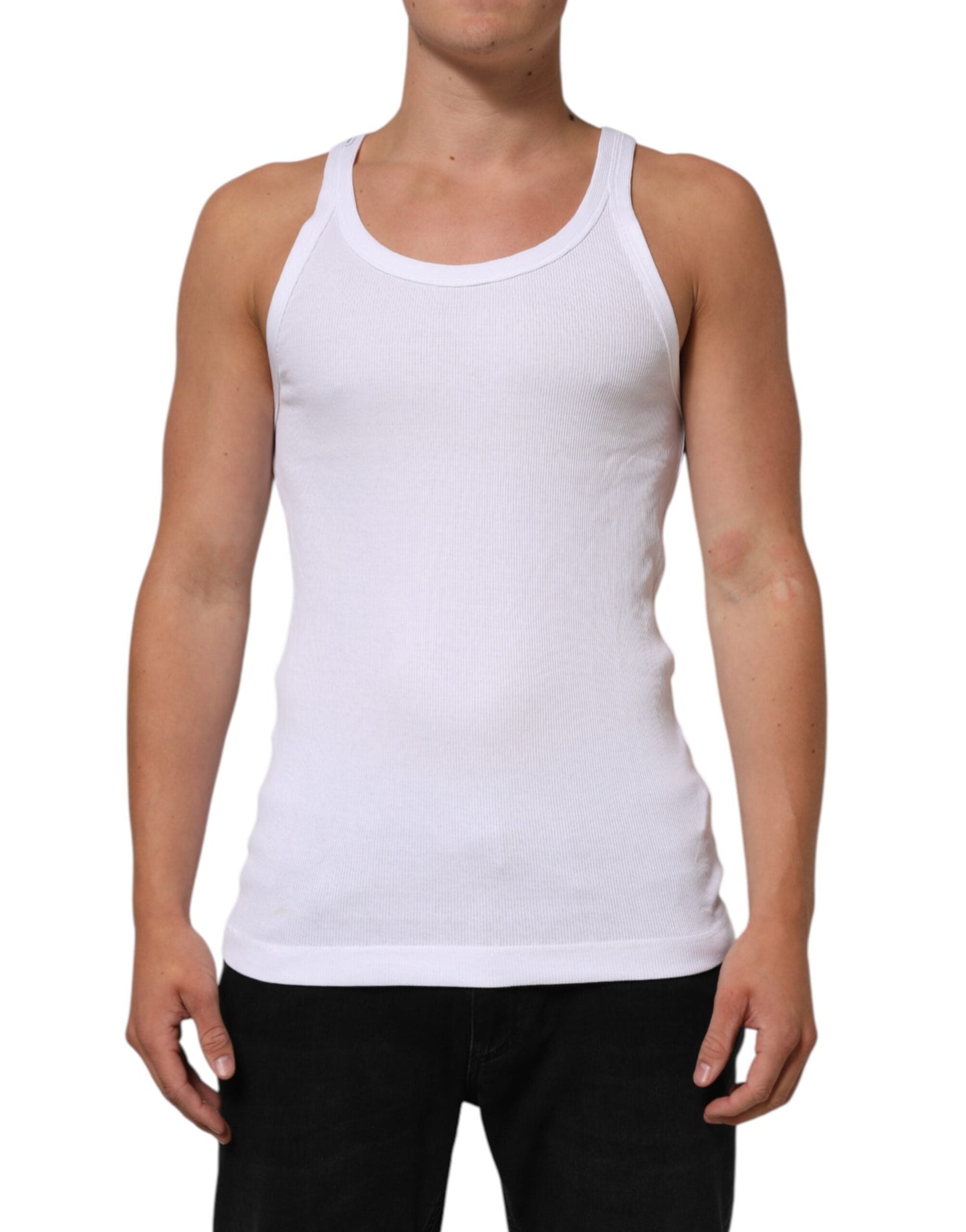Dolce & Gabbana White Sleeveless Round Neck Tank Top Men's T-shirt ()