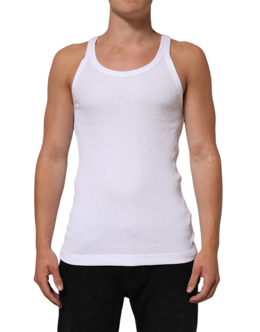 Dolce & Gabbana White Sleeveless Round Neck Tank Top Men's T-shirt ()