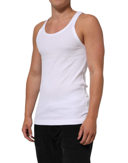 Dolce & Gabbana White Sleeveless Round Neck Tank Top Men's T-shirt ()