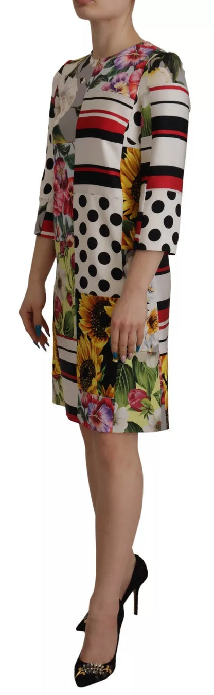 Dolce & Gabbana Multicolor Pachwork Charmeuse Floral Shift Women's Dress ()