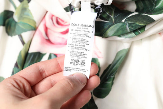 Dolce & Gabbana White Floral Silk One Shoulder Midi Women's Dress ()