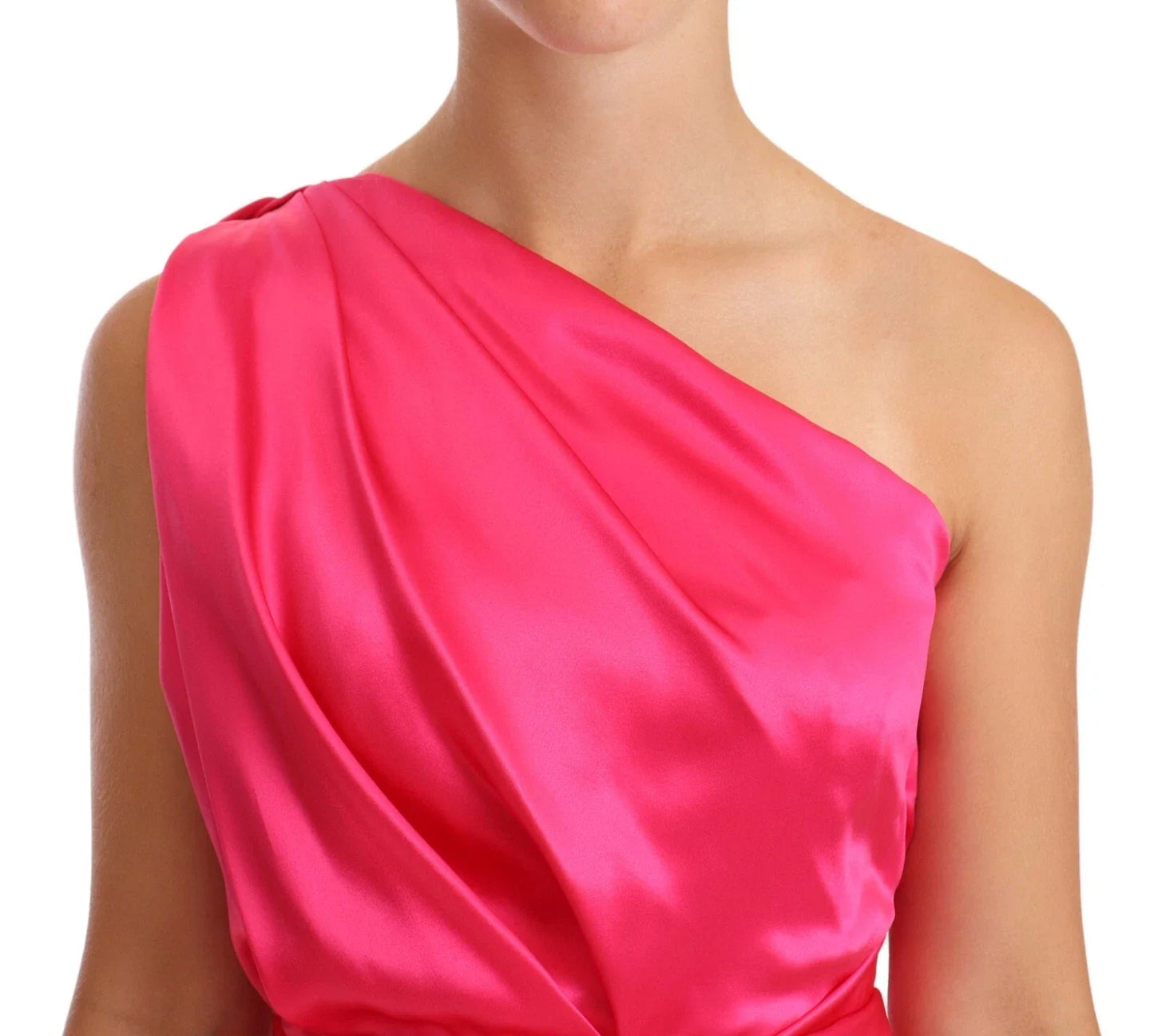 Dolce & Gabbana Pink Sheath Silk Bow Open Shoulder Women's Dress ()