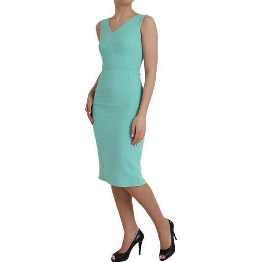 Dolce & Gabbana Green Viscose Sleeveless Sheath Midi Women's Dress ()
