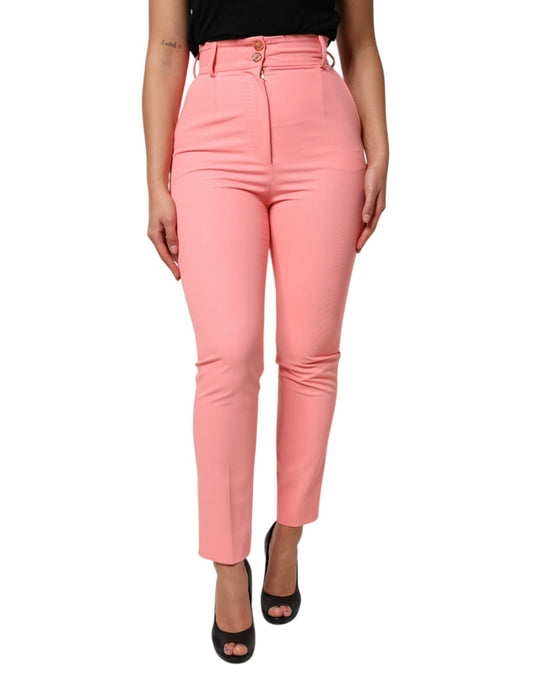 Dolce & Gabbana Pink High Waist Dress Tapered Trouser Women's Pants ()