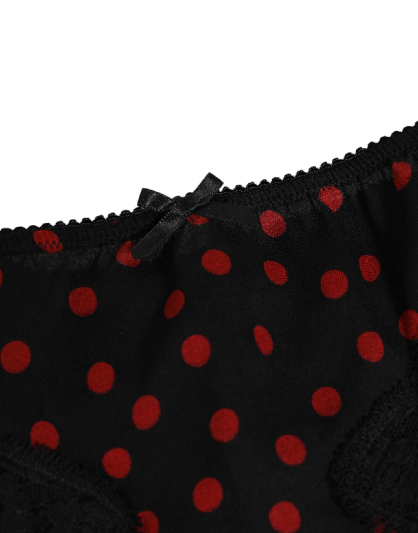 Dolce & Gabbana Black Polka Dotted Silk Low Waist Panty Women's Underwear
