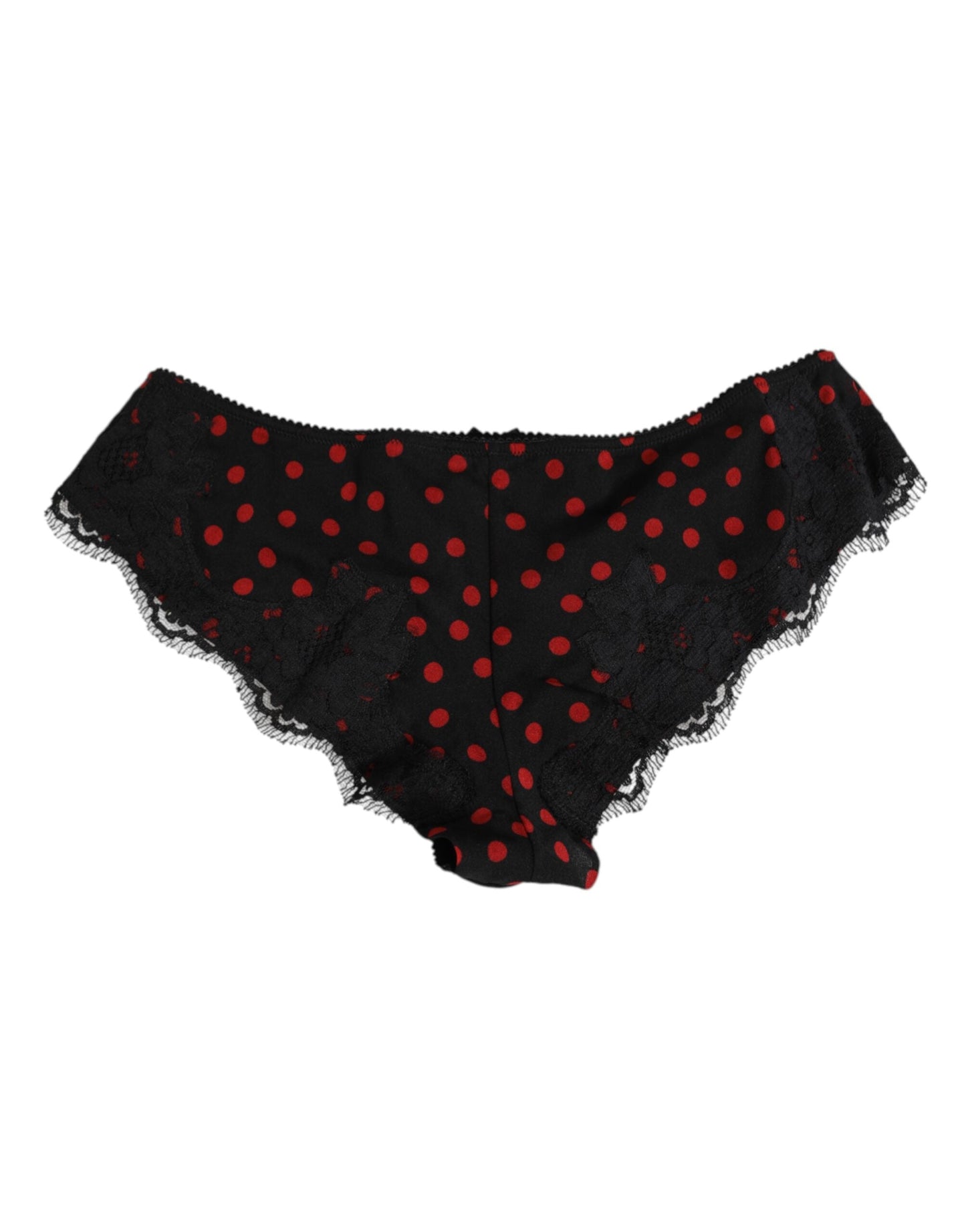 Dolce & Gabbana Black Polka Dotted Silk Low Waist Panty Women's Underwear