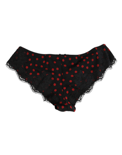 Dolce & Gabbana Black Polka Dotted Silk Low Waist Panty Women's Underwear