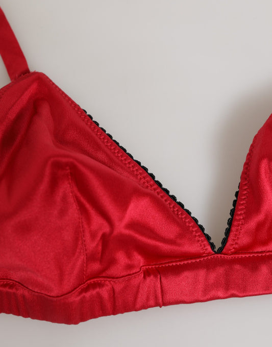 Dolce & Gabbana Red Silk Satin Triangle Soft Cup Br Women's Underwear
