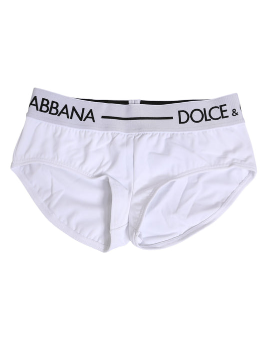 Dolce & Gabbana White Nylon Logo Waistband Shorts Women's Underwear
