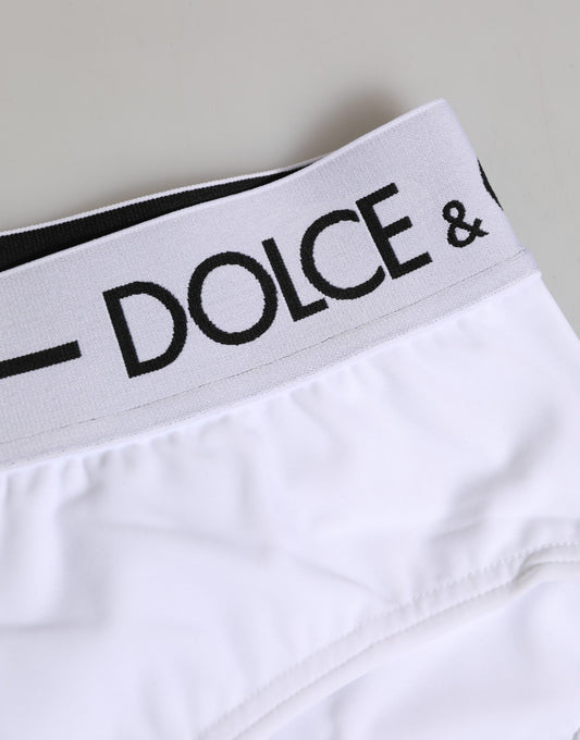 Dolce & Gabbana White Nylon Logo Waistband Shorts Women's Underwear