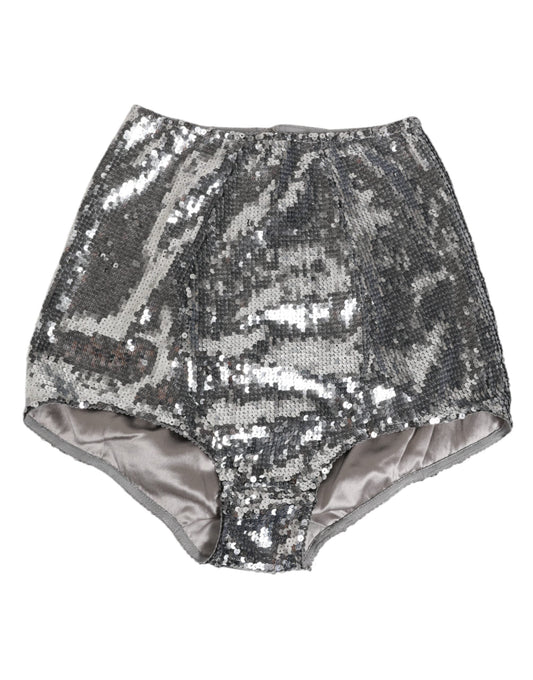 Dolce & Gabbana Silver Nylon Sequined Slip Girdle Panty Women's Underwear