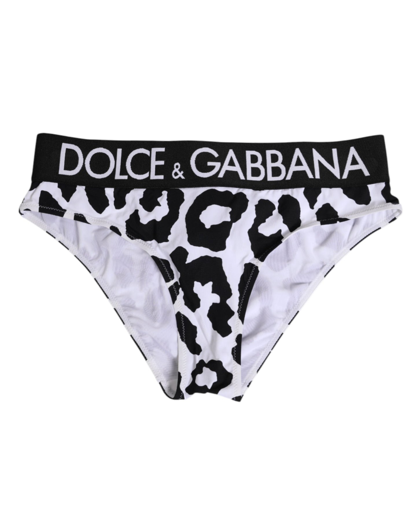 Dolce & Gabbana White Leopard Nylon High Waist Panty Women's Underwear