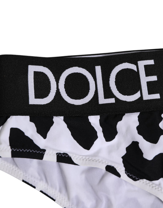 Dolce & Gabbana White Leopard Nylon High Waist Panty Women's Underwear