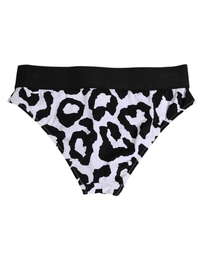 Dolce & Gabbana White Leopard Nylon High Waist Panty Women's Underwear