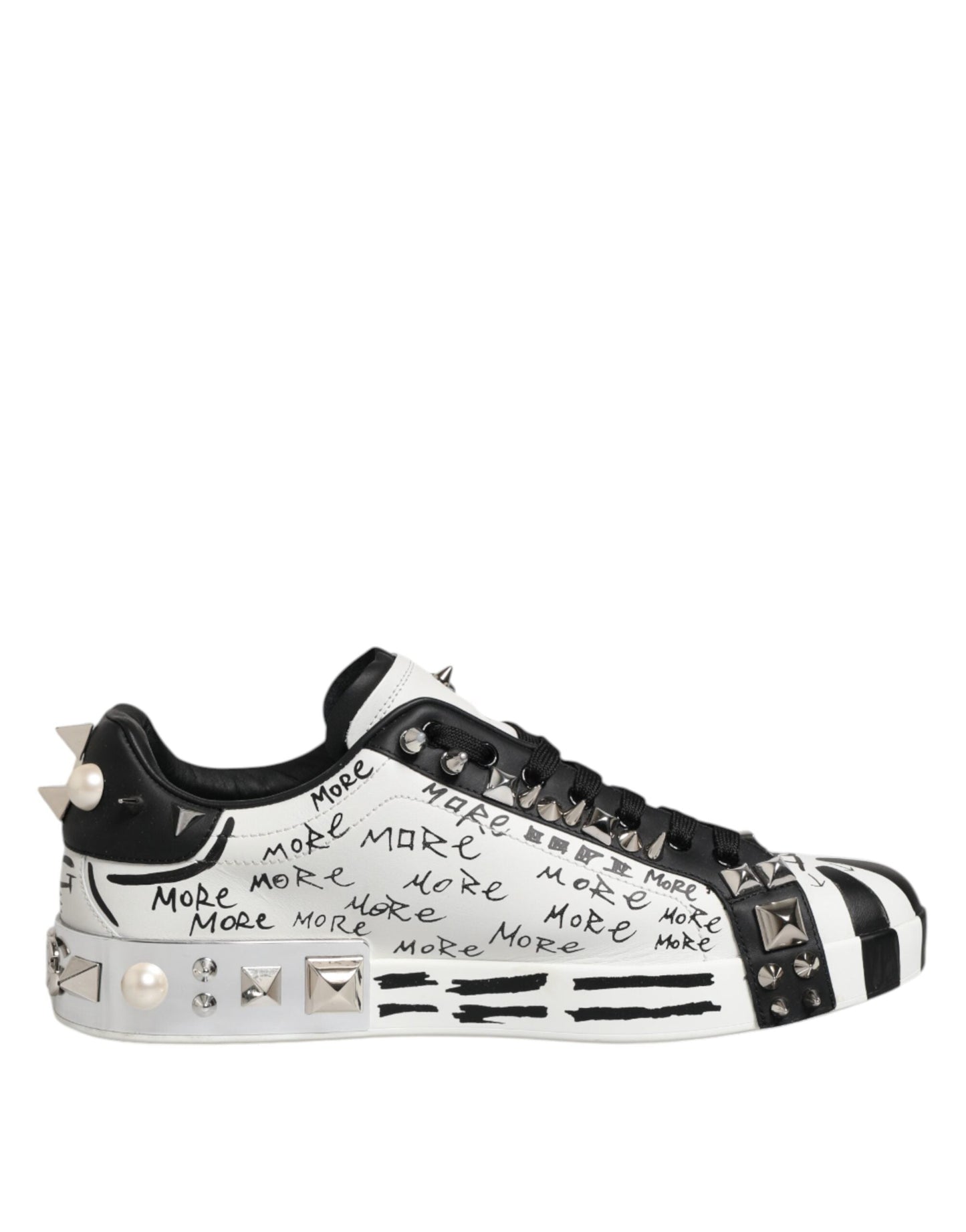 Dolce & Gabbana White Portofino Studded Men Sneakers Men's Shoes