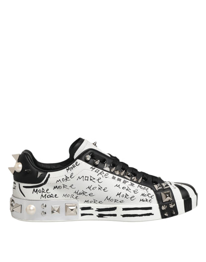 Dolce & Gabbana White Portofino Studded Men Sneakers Men's Shoes