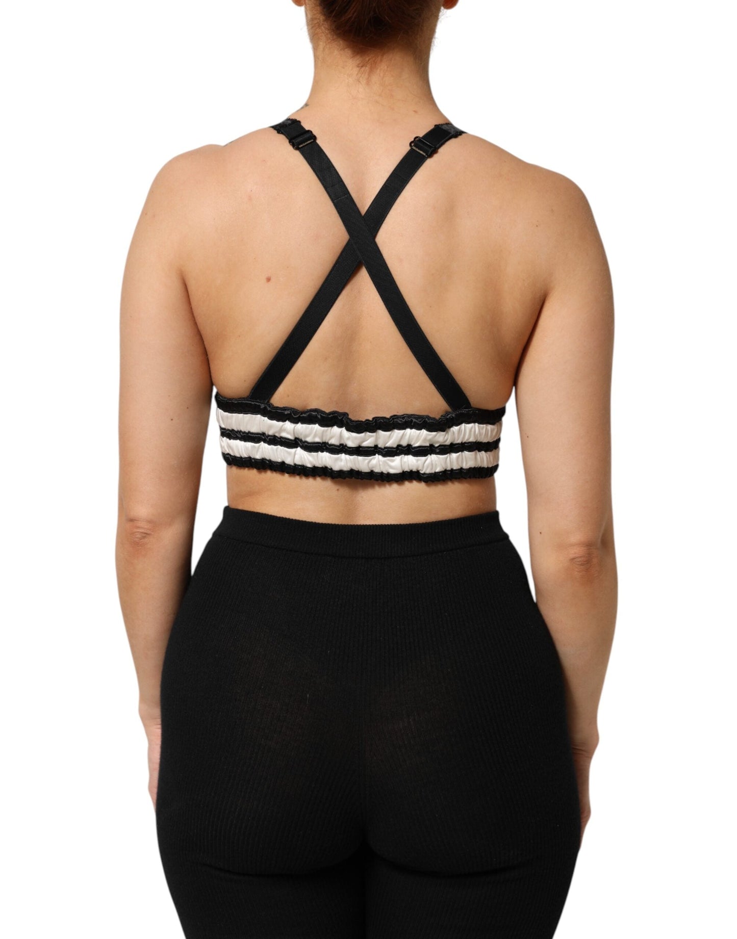 Dolce & Gabbana Red Satin Floral Embroidered Bralette Crop Women's Top