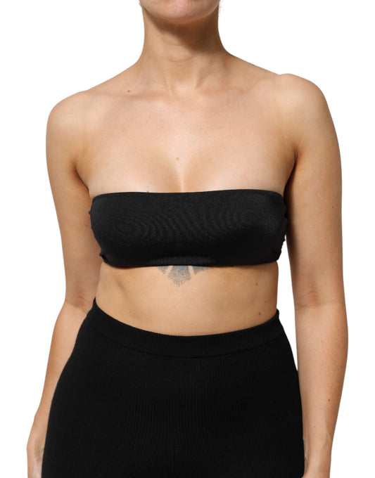 Dolce & Gabbana Black Nylon Blend Bandeau Strapless Tube Women's Top