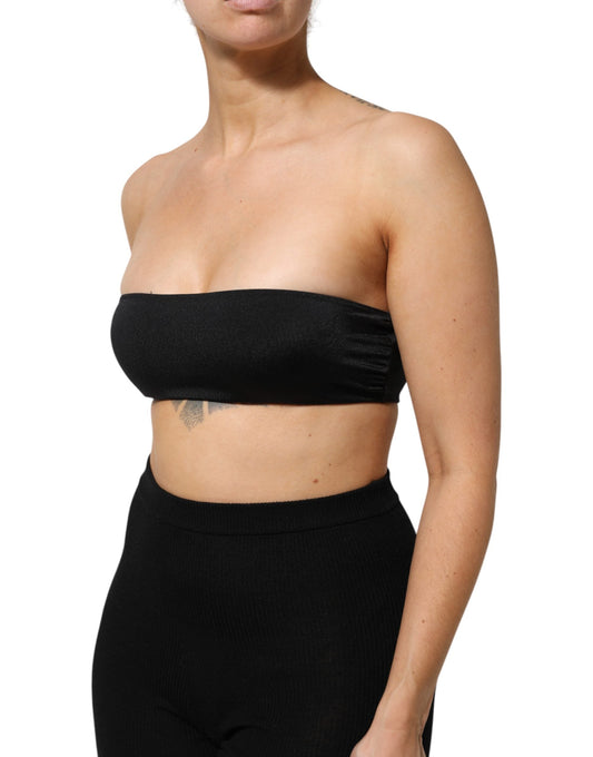 Dolce & Gabbana Black Nylon Blend Bandeau Strapless Tube Women's Top