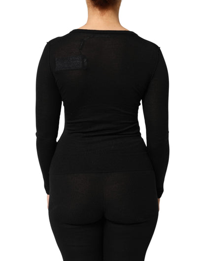 Dolce & Gabbana Black Virgin Wool Buttoned Cardigan Women's Sweater ()