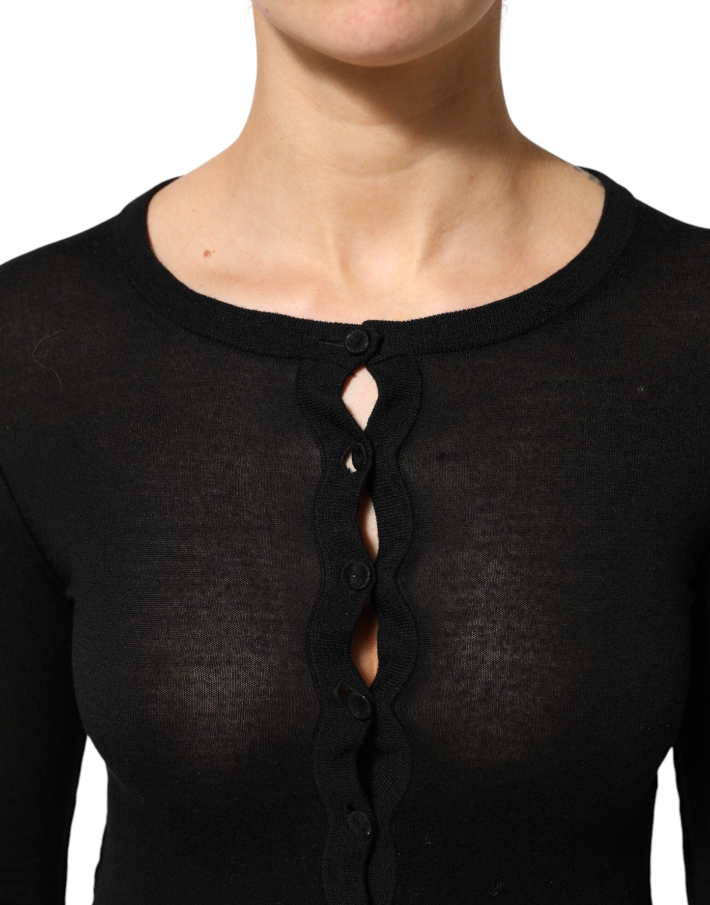 Dolce & Gabbana Black Virgin Wool Buttoned Cardigan Women's Sweater ()