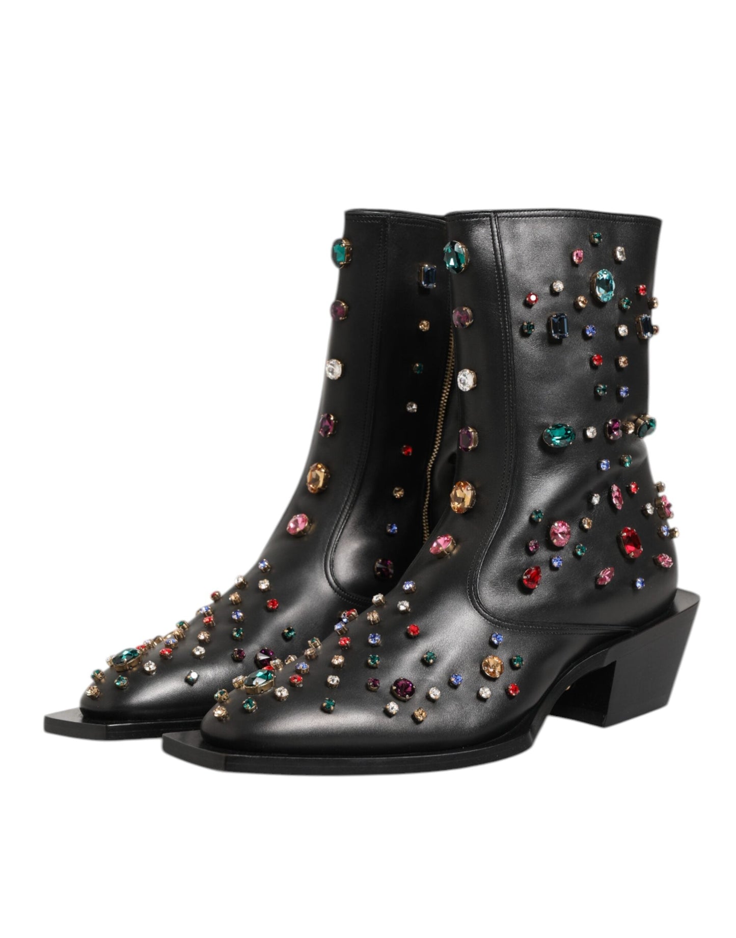 Dolce & Gabbana Black Crystal Embellished Men Short Boots Men's Shoes